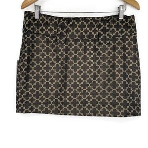 New Bitten Women's Geometric Mob Wife Night Out Black Gold Mini‎ Skirt Size 10